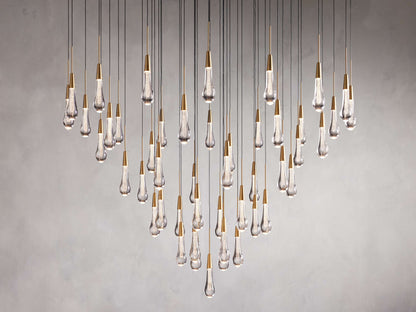 Rainfall Seeded Glass LED Chandelier