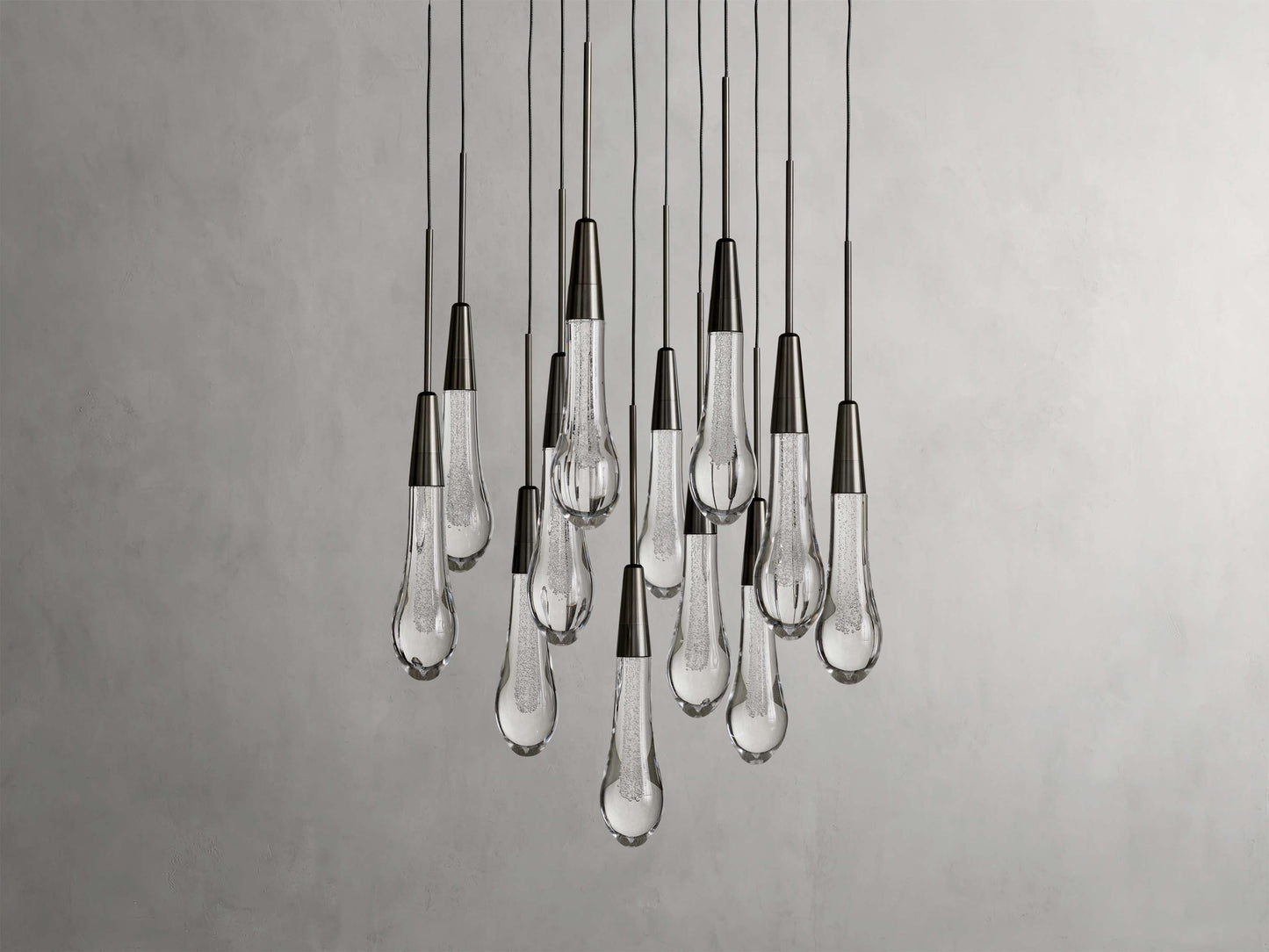 Rainfall Seeded Glass LED Chandelier