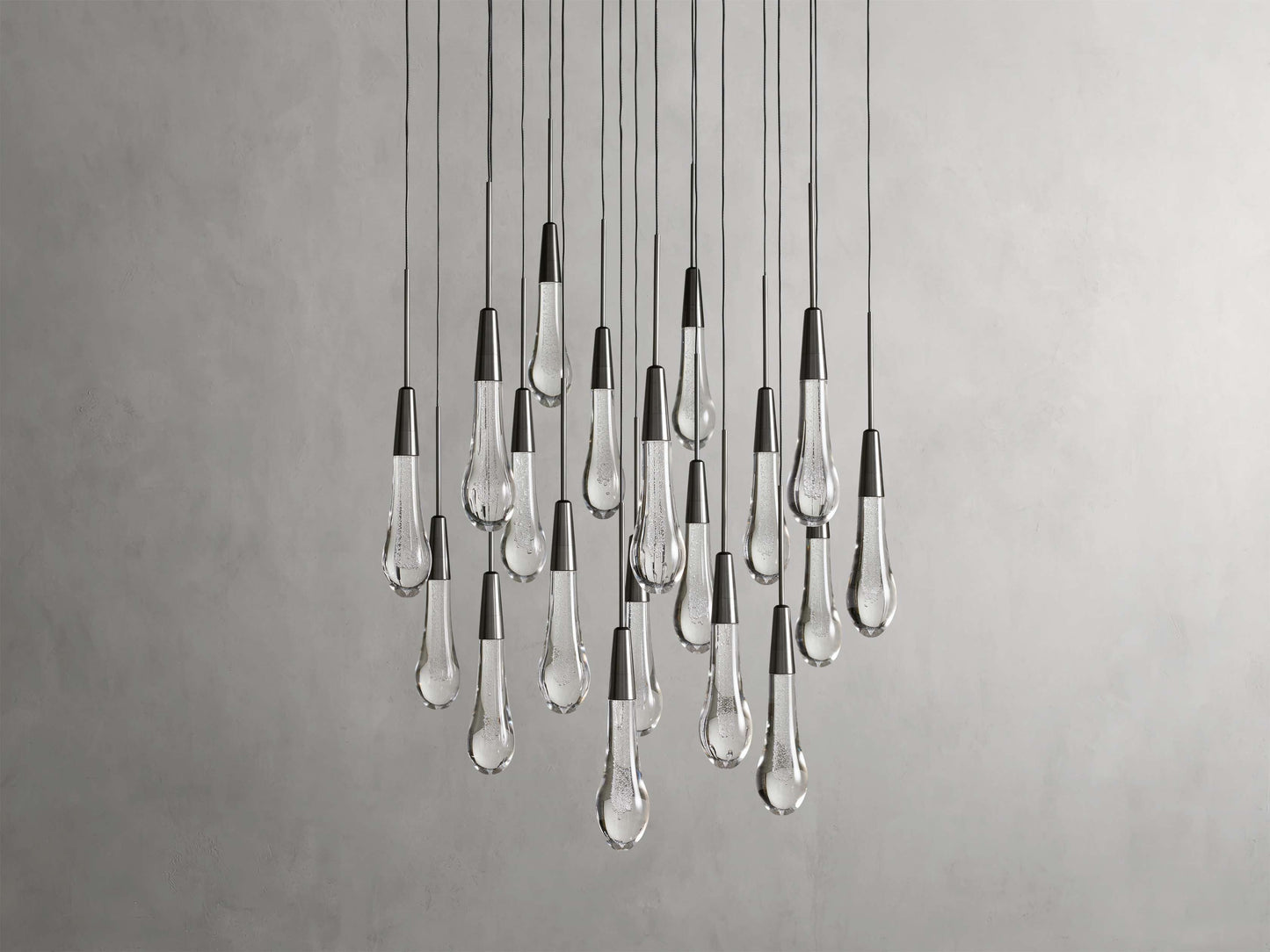 Rainfall Seeded Glass LED Chandelier