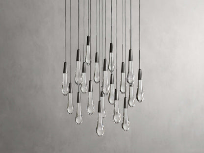 Rainfall Seeded Glass LED Chandelier