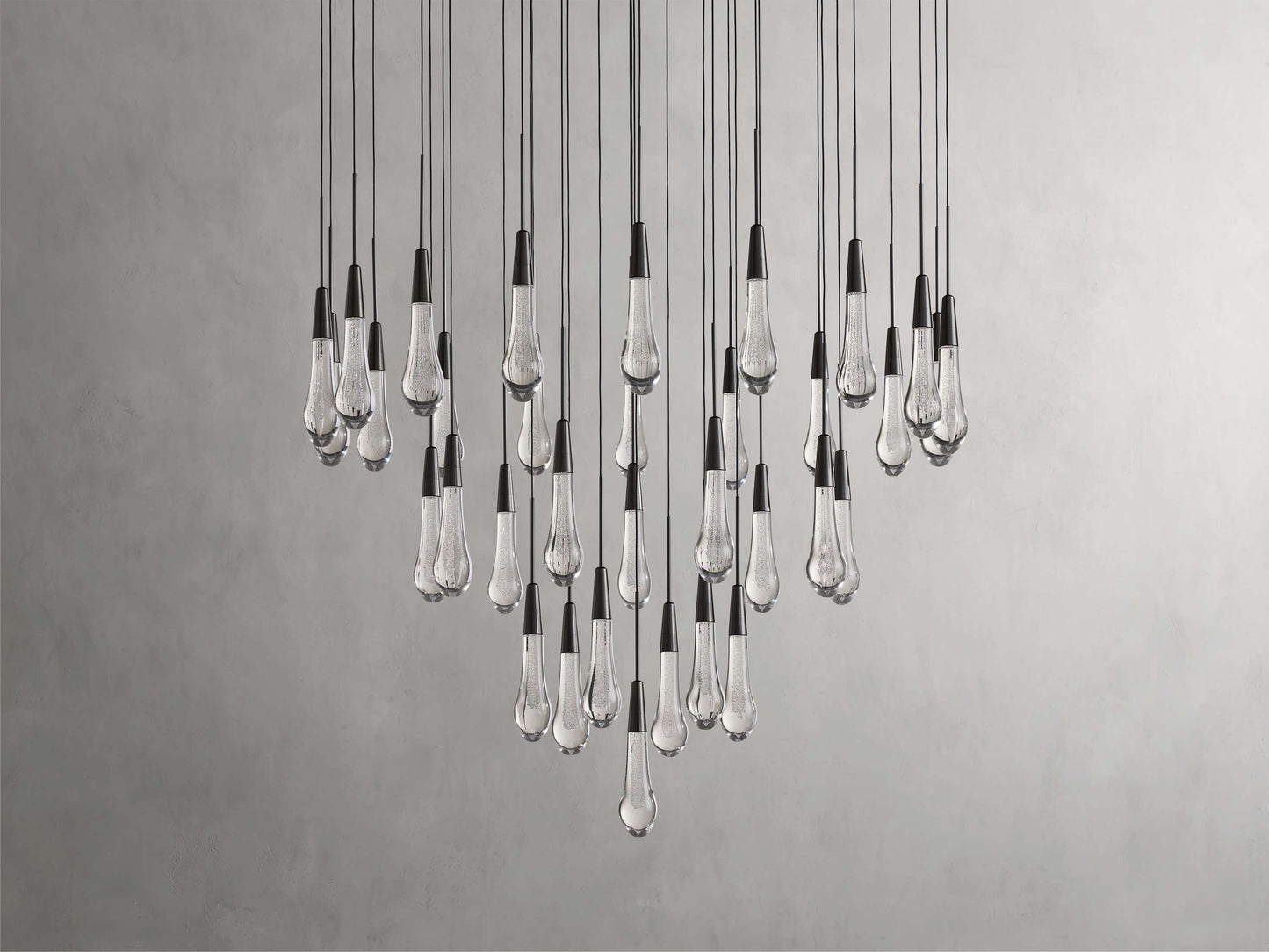Rainfall Seeded Glass LED Chandelier