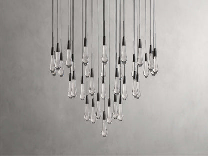 Rainfall Seeded Glass LED Chandelier