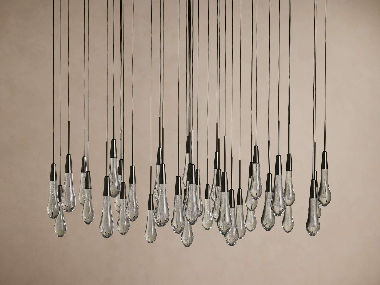 Rainfall Seeded Glass LED Chandelier