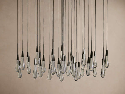 Rainfall Seeded Glass LED Chandelier