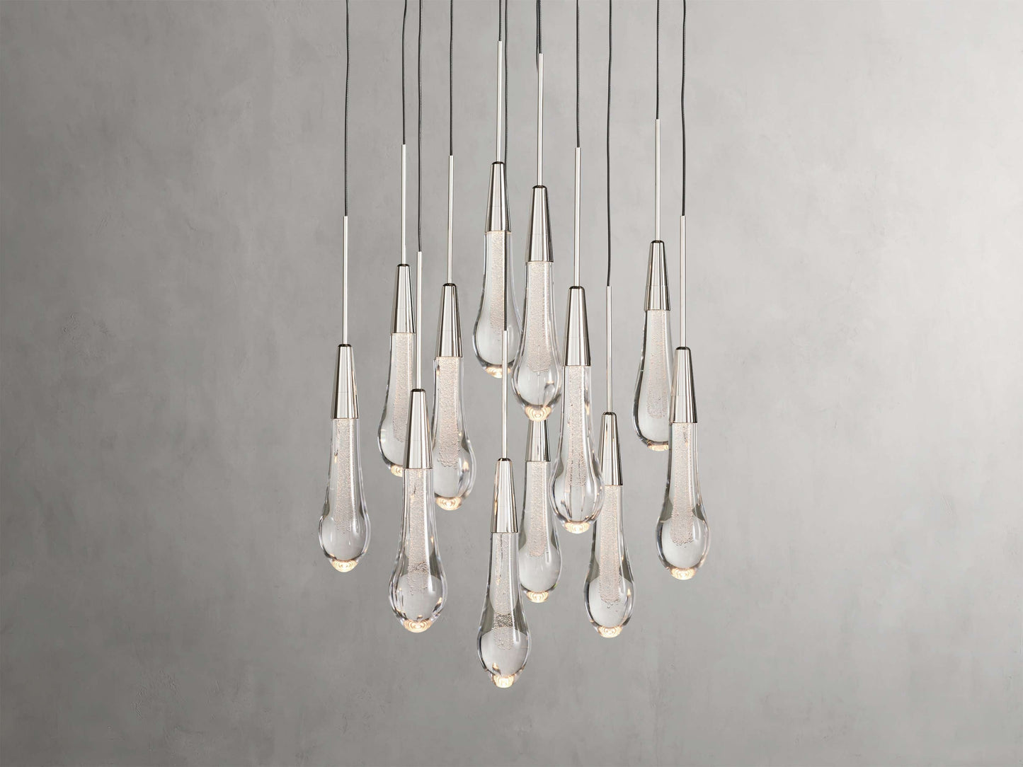Rainfall Seeded Glass LED Chandelier