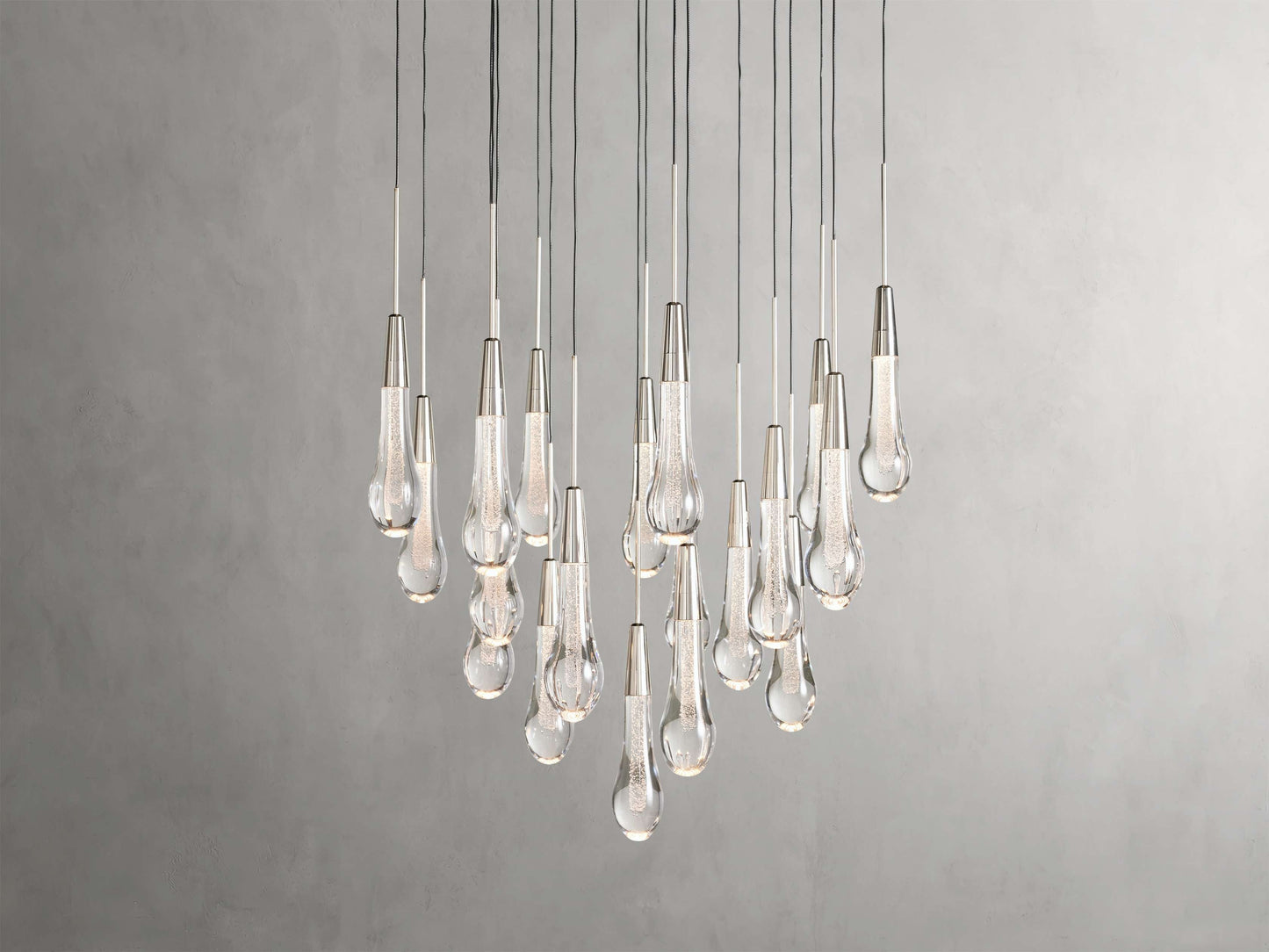 Rainfall Seeded Glass LED Chandelier