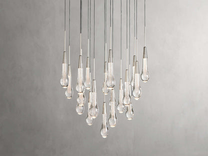 Rainfall Seeded Glass LED Chandelier