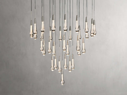 Rainfall Seeded Glass LED Chandelier