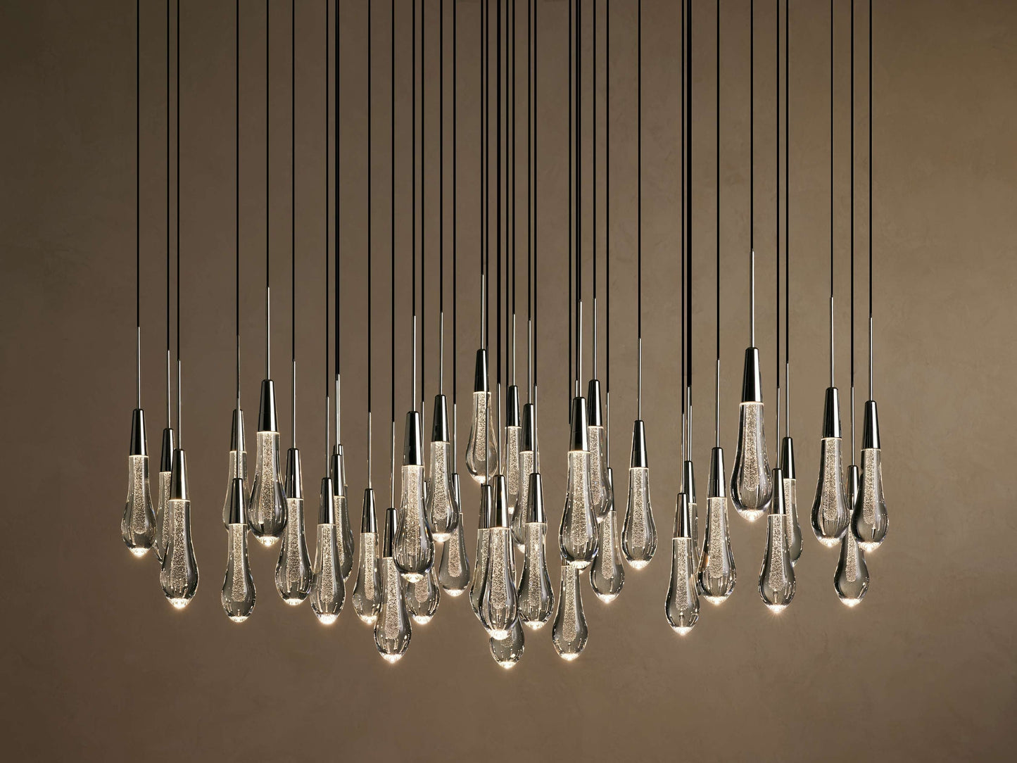 Rainfall Seeded Glass LED Chandelier