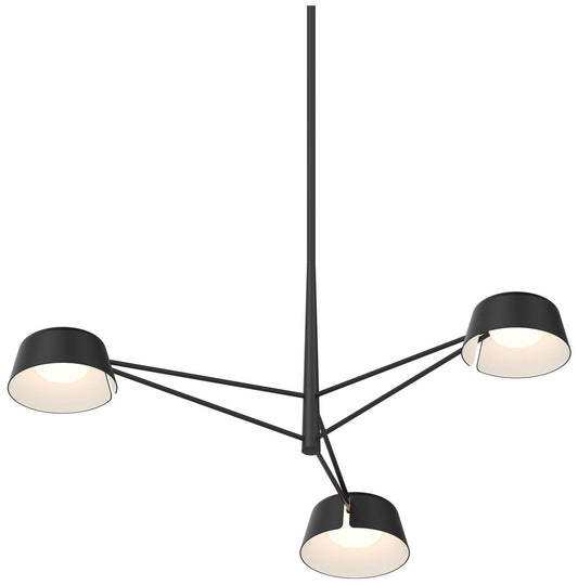 Ray 35.75"W 3-Light Satin Black Frame Round Chandelier w/ Satin Black