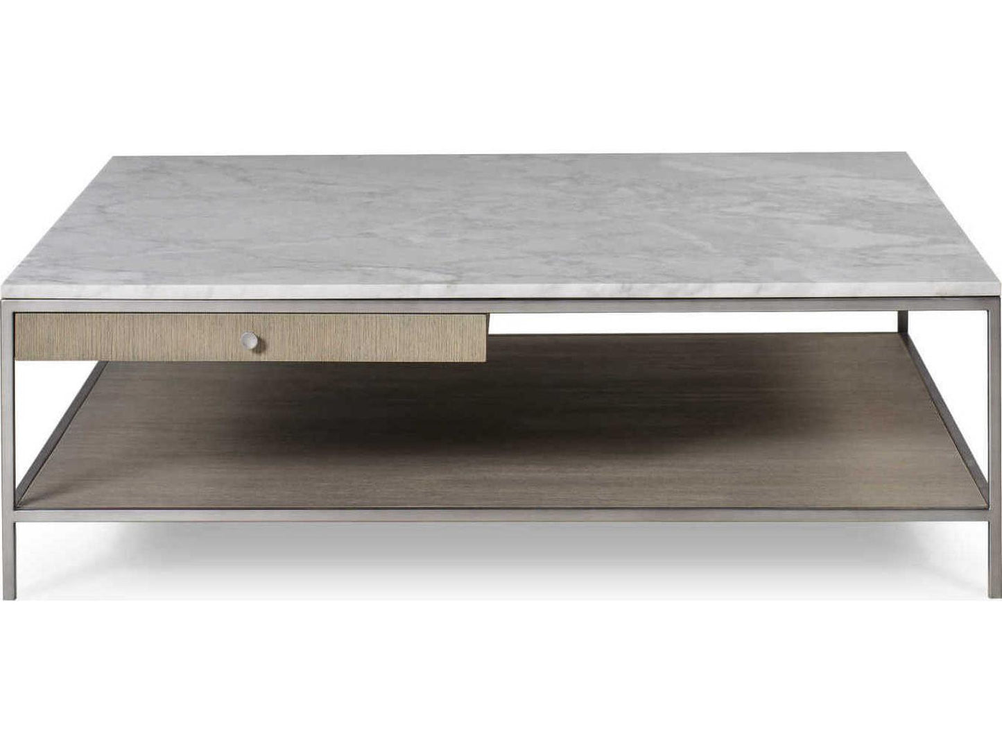 Paxton Square Coffee Table with Marble Top and Silver Oak