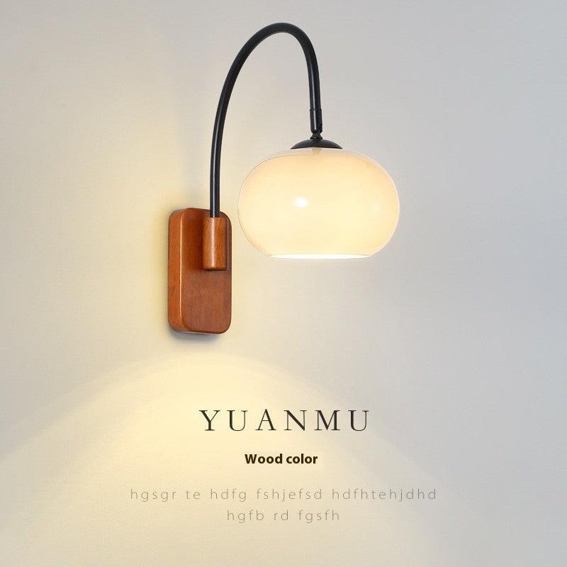 Retro Glass Bedside Wall Lamp