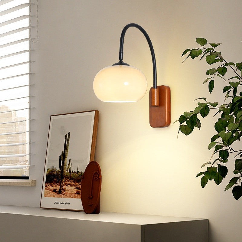 Retro Glass Bedside Wall Lamp