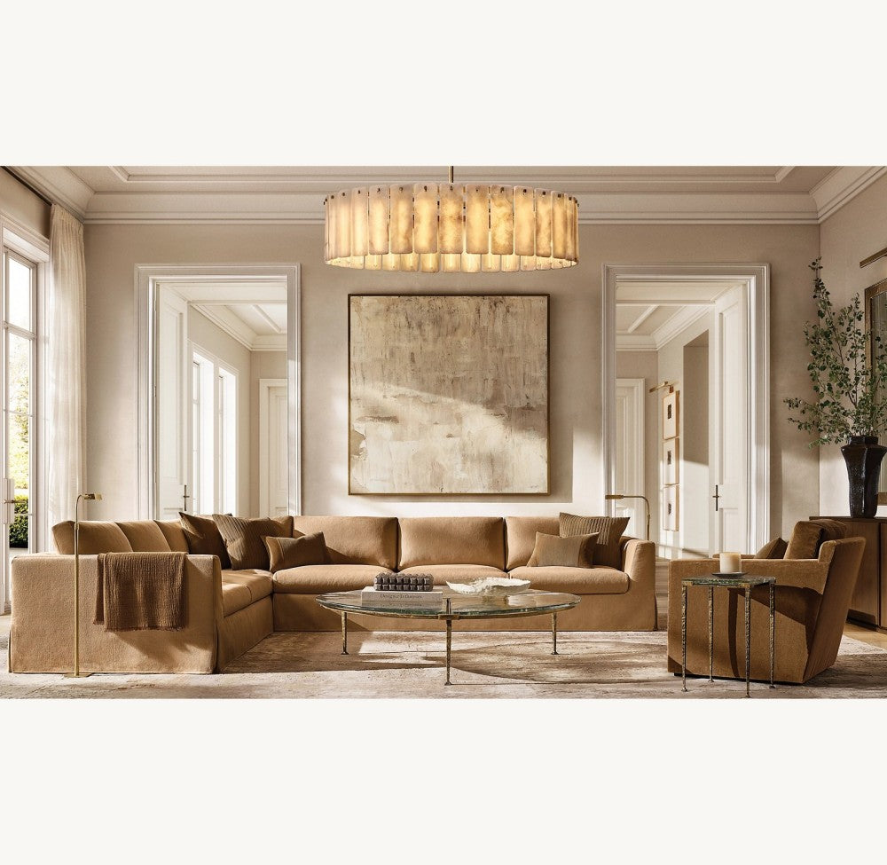 Belamet Alabaster Round Chandelier 48"D