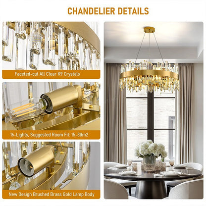 Titan Grace Round Crystal Chandelier 40"D