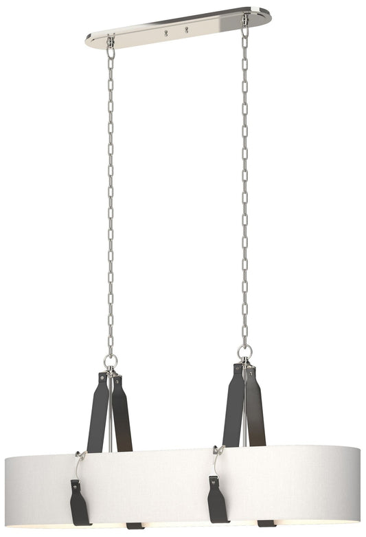 Saratoga Oval Pendant - Polished Nickel - Black - Anna Shade