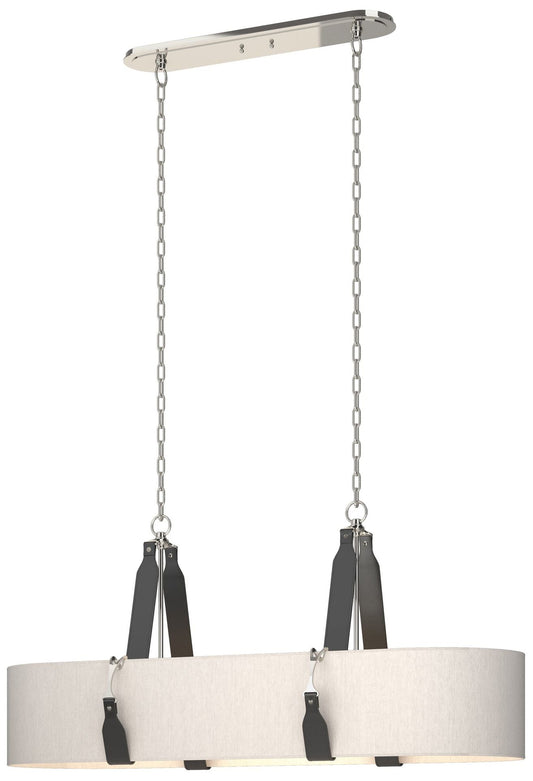 Saratoga Oval Pendant - Polished Nickel - Black - Flax Shade