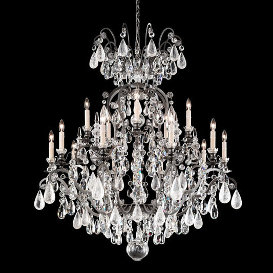 Schonbek Renaissance 16 Light 38" Wide Crystal Chandelier with Smoke Topaz and Olivine Rock Crystals