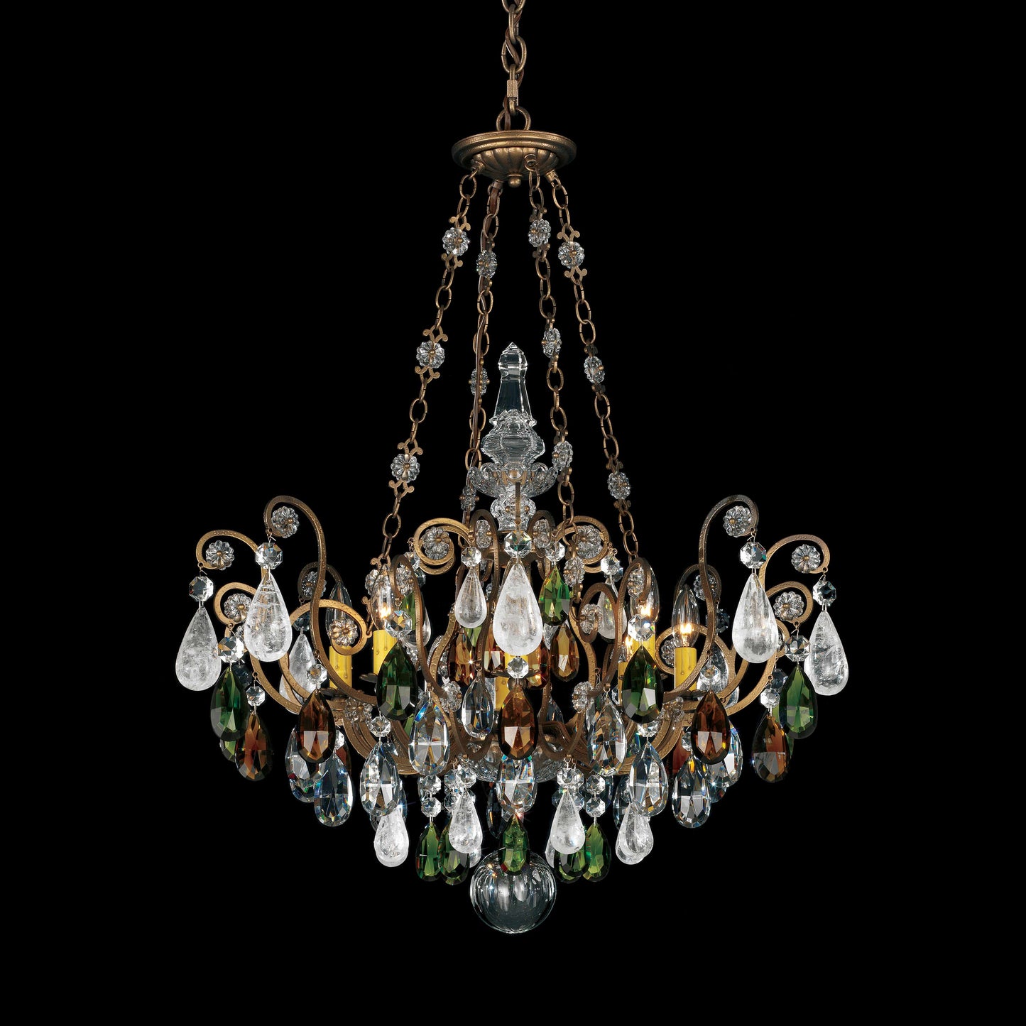 Renaissance 8 Light 27" Wide Crystal Chandelier with Amethyst and Black Diamond Rock Crystals
