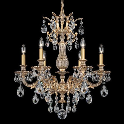 Schonbek Milano 6 Light 24" Wide Crystal Chandelier with Clear Optic Crystals