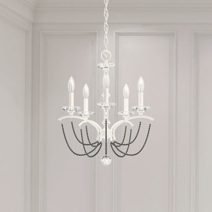 Priscilla 5 Light 18" Wide Crystal Chandelier with Dark Grey Pearl Beads