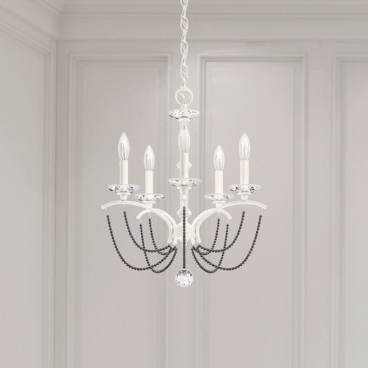 Priscilla 5 Light 18" Wide Crystal Chandelier with Dark Grey Pearl Beads