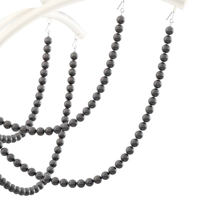 Priscilla 5 Light 18" Wide Crystal Chandelier with Dark Grey Pearl Beads