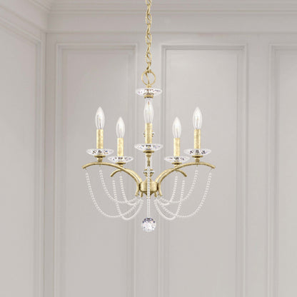 Priscilla 5 Light 18" Wide Crystal Chandelier with White Pearl Beads