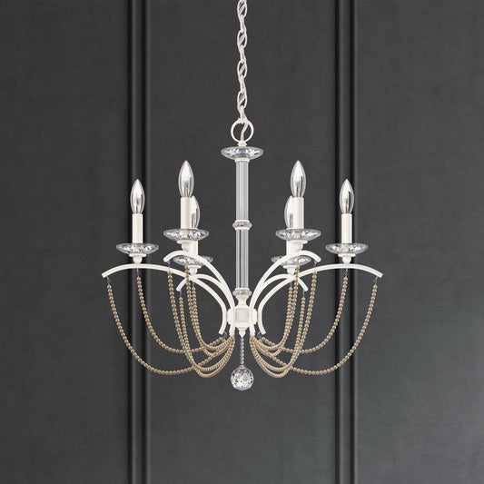 Priscilla 6 Light 24" Wide Crystal Chandelier with Bronze Pearl Beads