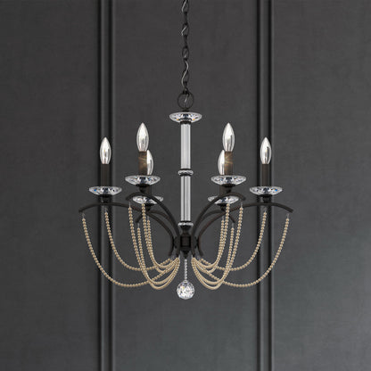 Priscilla 6 Light 24" Wide Crystal Chandelier with Bronze Pearl Beads