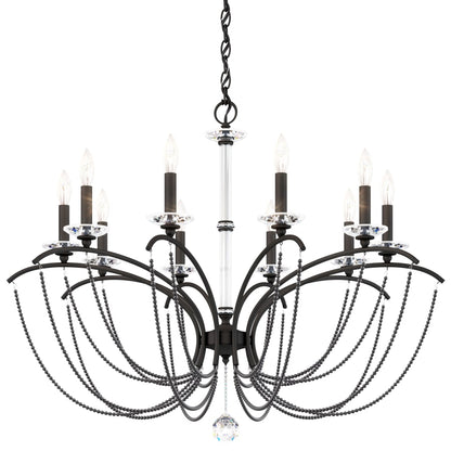 Schonbek Priscilla 10 Light 36" Wide Crystal Chandelier with Dark Grey Pearl Beads