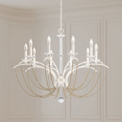 Priscilla 10 Light 36" Wide Crystal Chandelier with Bronze Pearl Beads