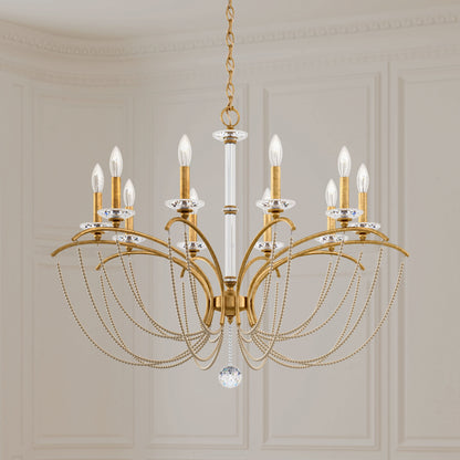 Priscilla 10 Light 36" Wide Crystal Chandelier with Bronze Pearl Beads