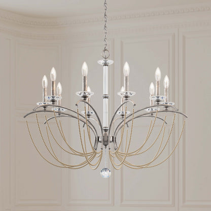 Priscilla 10 Light 36" Wide Crystal Chandelier with Bronze Pearl Beads
