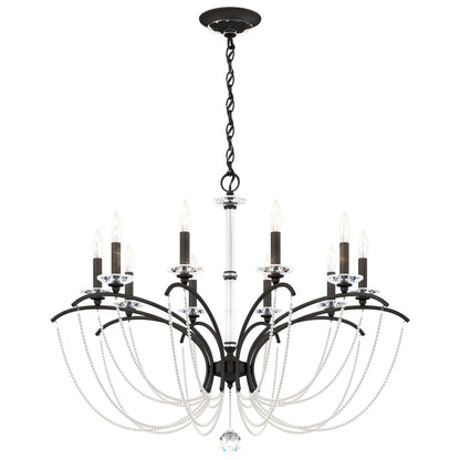 Schonbek Priscilla 10 Light 36" Wide Crystal Chandelier with White Pearl Beads