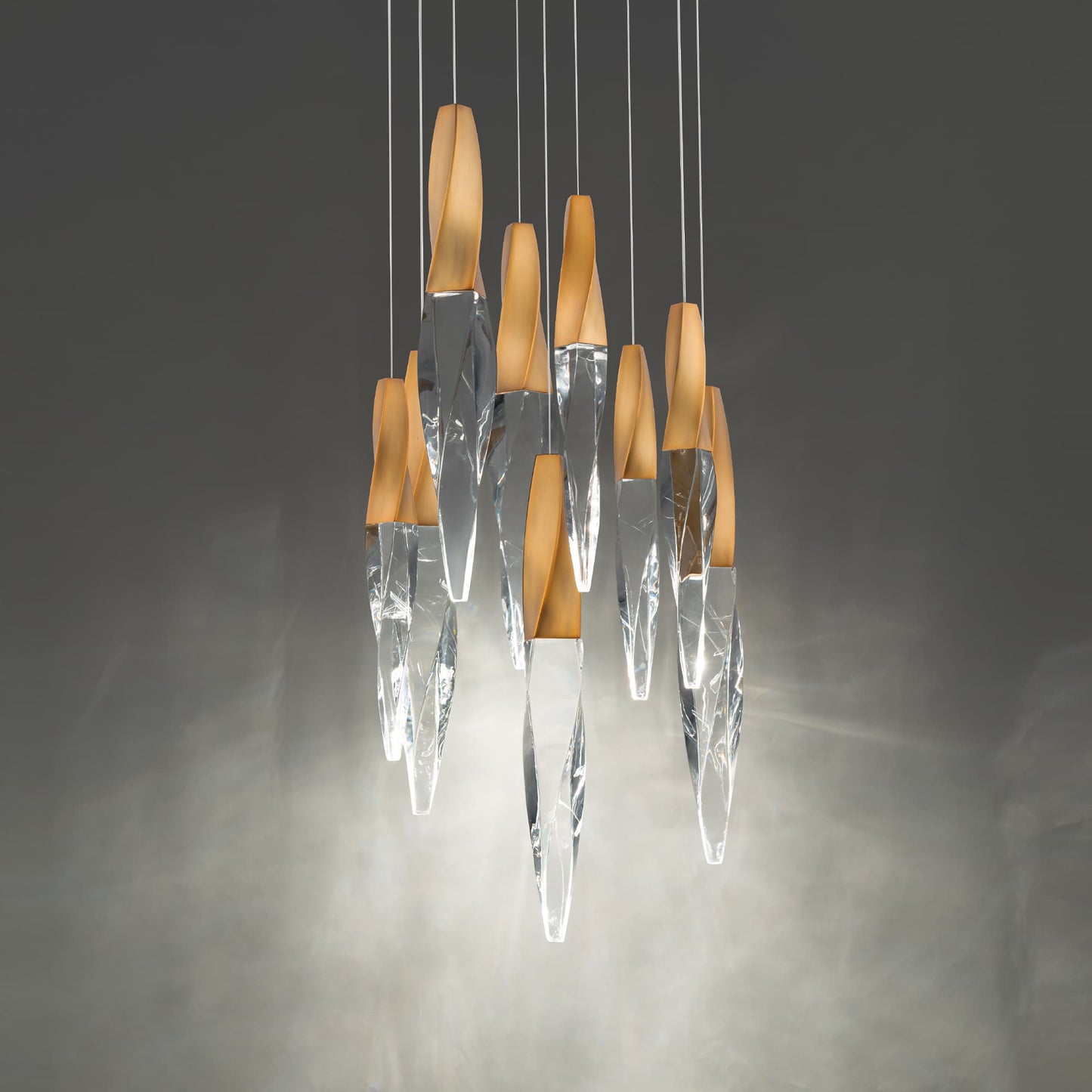 Kindjal 9 Light 17" Wide Switchable Color Temperature LED Optic Crystal Multi Pendant