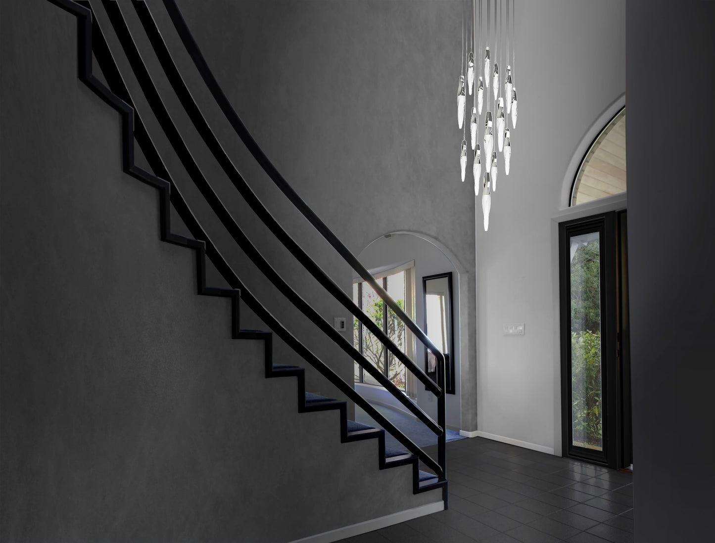 Kindjal 15 Light 23" Wide Switchable Color Temperature LED Optic Crystal Multi Pendant