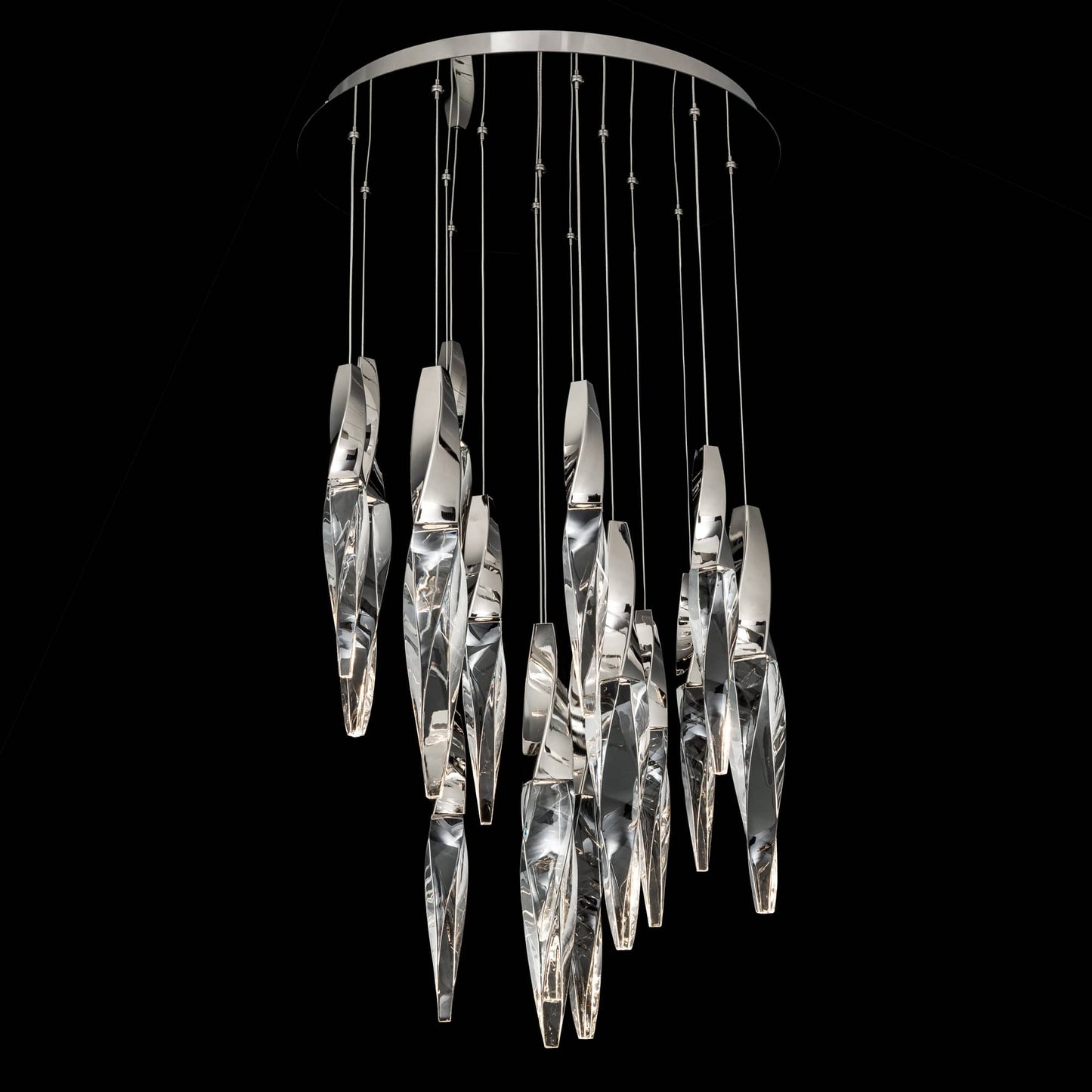 Kindjal 15 Light 23" Wide Switchable Color Temperature LED Optic Crystal Multi Pendant
