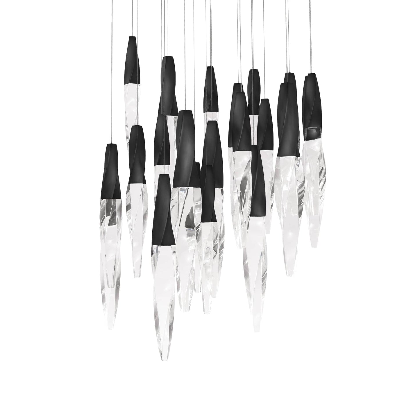 Kindjal 21 Light 26" Wide Switchable Color Temperature LED Optic Crystal Multi Pendant