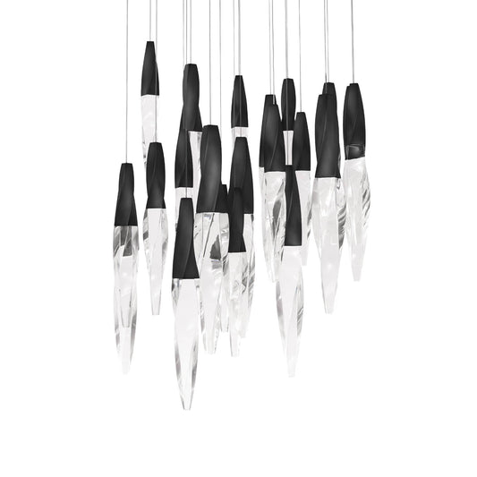 Kindjal 21 Light 26" Wide Switchable Color Temperature LED Optic Crystal Multi Pendant