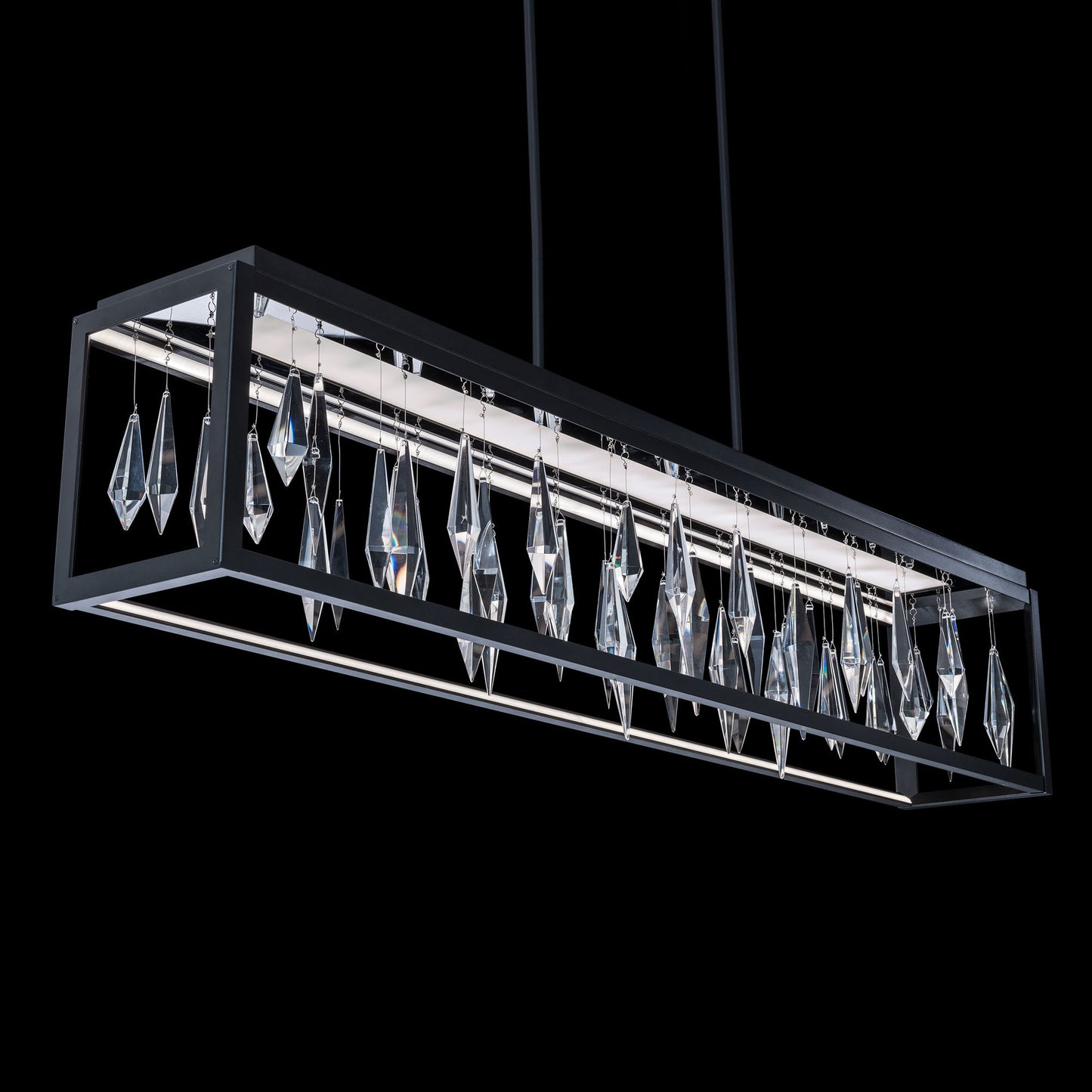 Mirage 54" Wide Switchable Color Temperature LED Crystal Linear Pendant