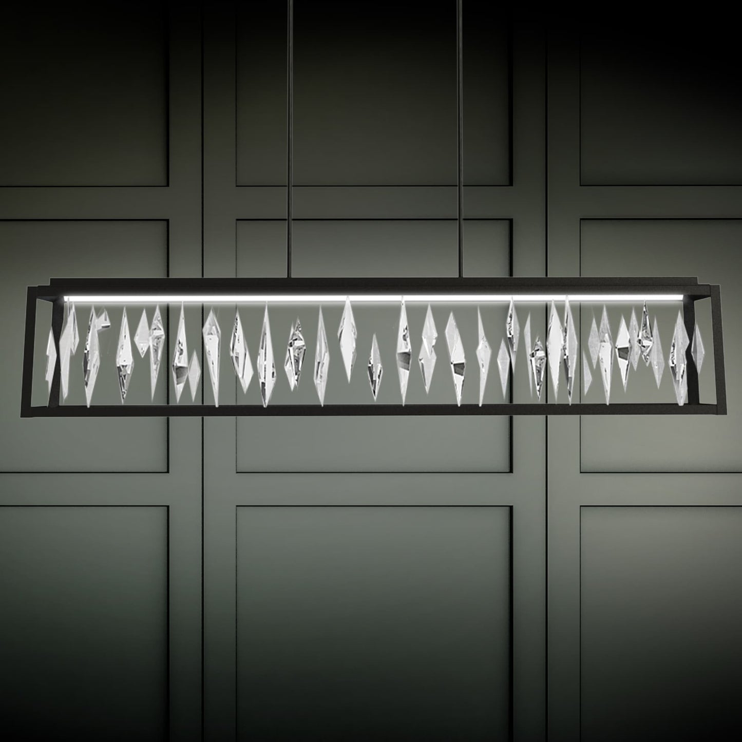 Mirage 54" Wide Switchable Color Temperature LED Crystal Linear Pendant