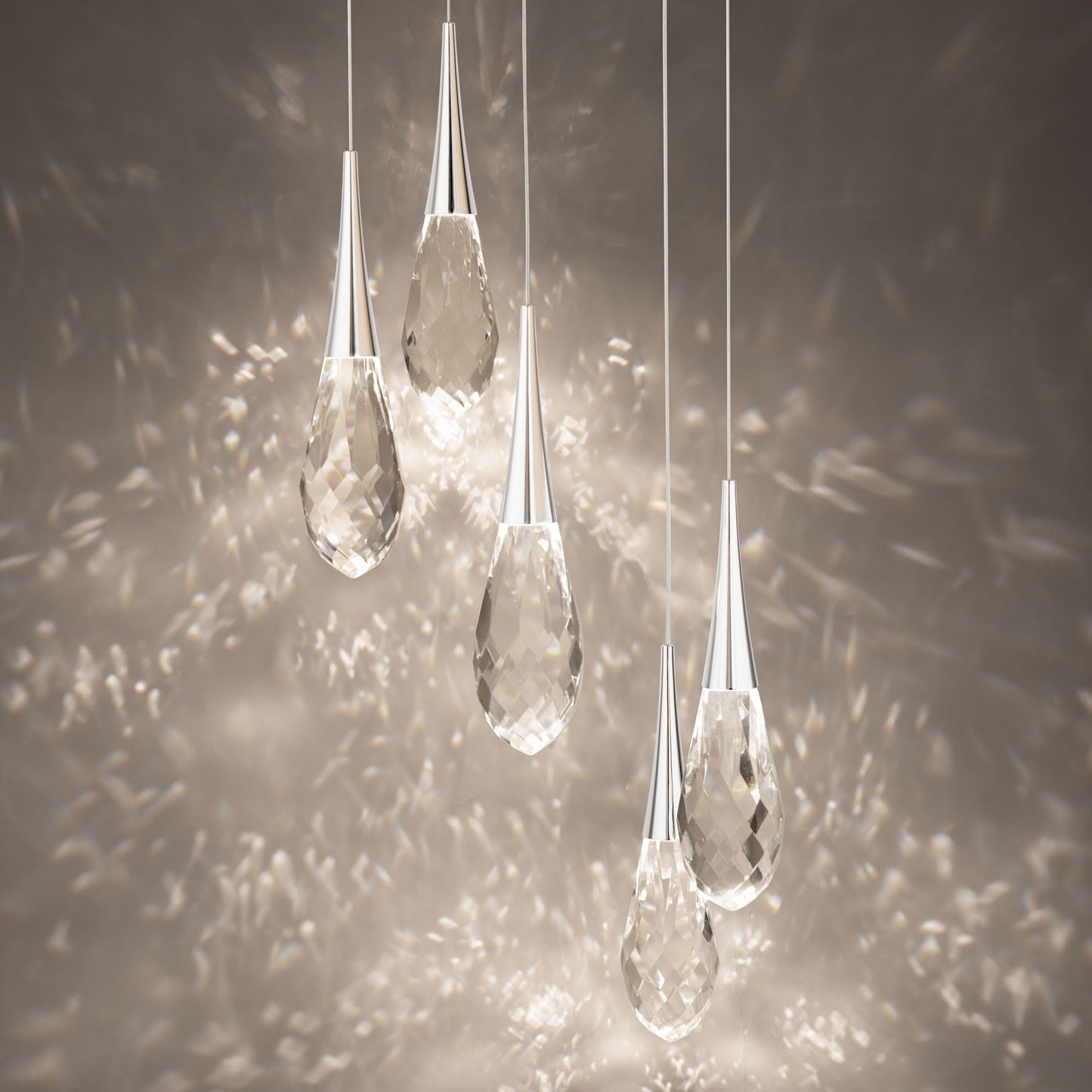 Hibiscus 5 Light 17" Wide Switchable Color Temperature LED Faceted Crystal Multi Pendant Light