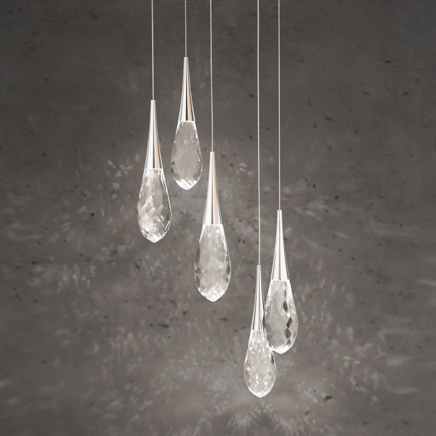 Hibiscus 5 Light 17" Wide Switchable Color Temperature LED Faceted Crystal Multi Pendant Light