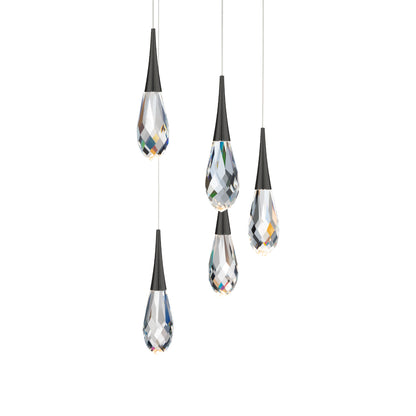 Hibiscus 5 Light 17" Wide Switchable Color Temperature LED Faceted Crystal Multi Pendant Light
