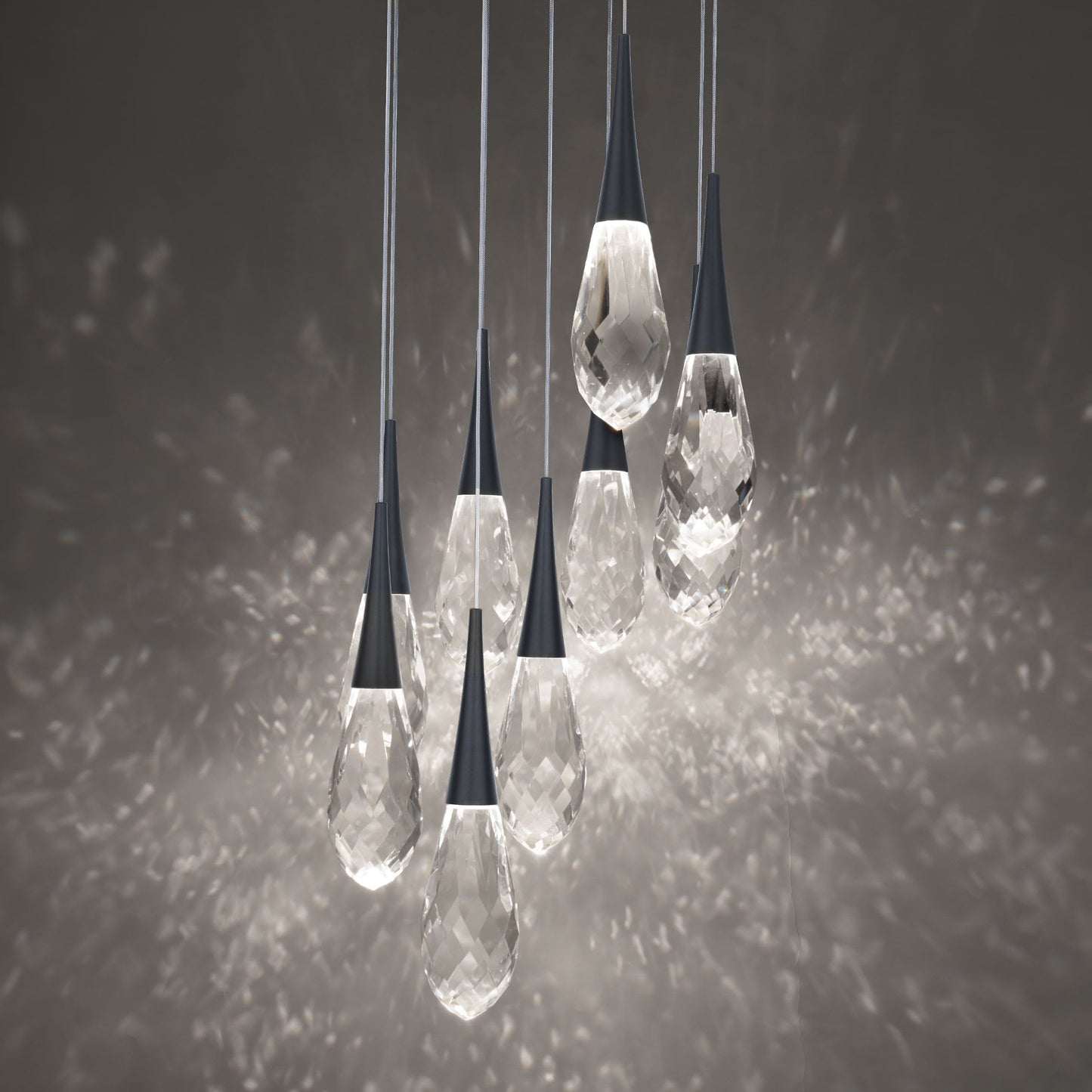 Hibiscus 9 Light 17" Wide Switchable Color Temperature LED Faceted Crystal Multi Pendant Light