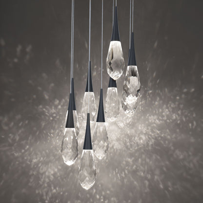 Hibiscus 9 Light 17" Wide Switchable Color Temperature LED Faceted Crystal Multi Pendant Light
