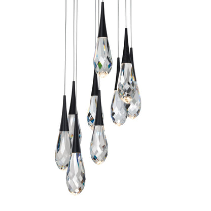 Schonbek Beyond Hibiscus 9 Light 17" Wide Switchable Color Temperature LED Faceted Crystal Multi Pendant Light