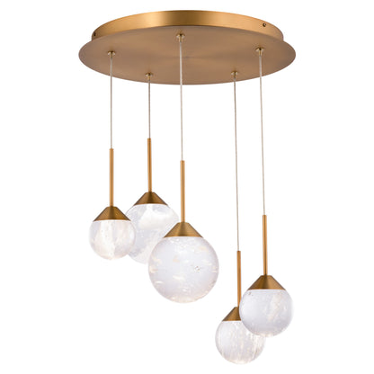 Quest 17" Wide LED Crystal Multi Light Pendant with Clear Optic Haze Crystal