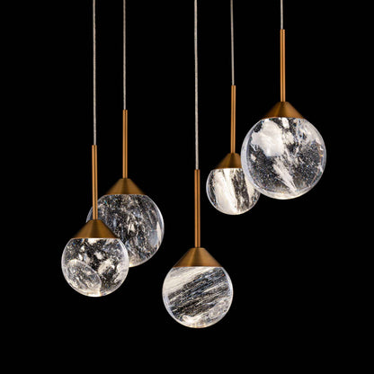 Quest 17" Wide LED Crystal Multi Light Pendant with Clear Optic Haze Crystal